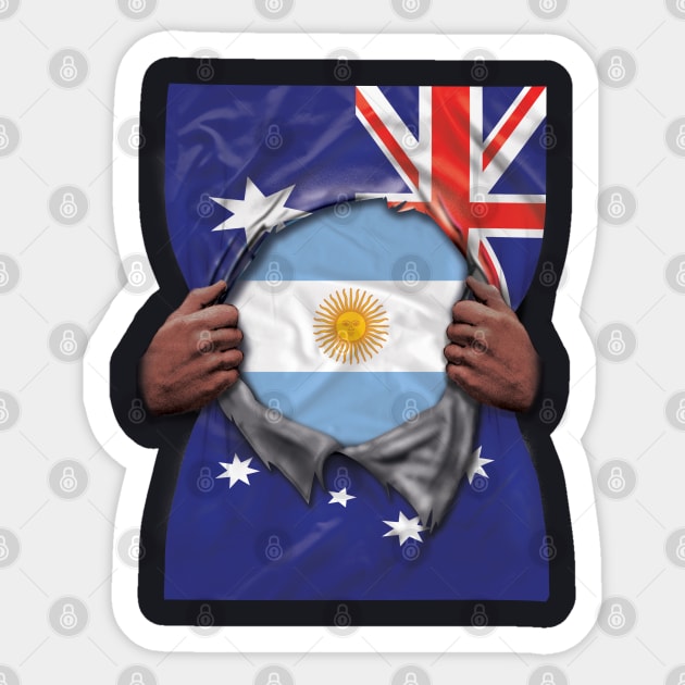 Argentina Flag Australian Flag Ripped Open - Gift for Argentinian From Argentina Sticker by Country Flags